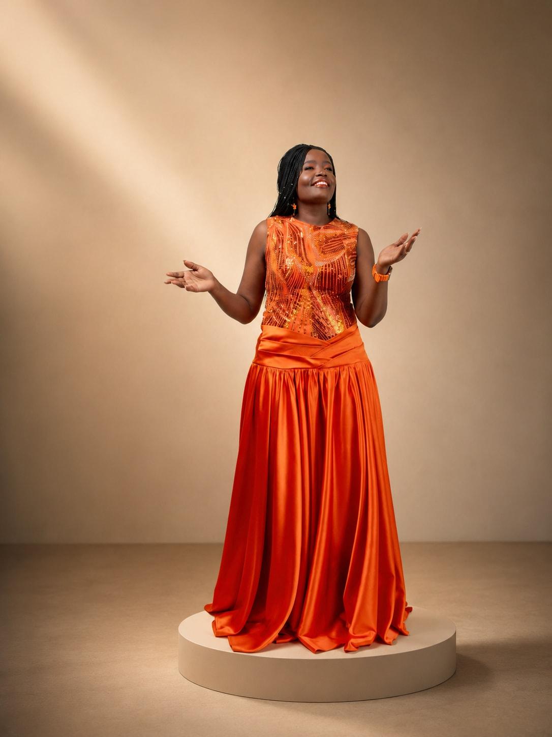 Embellished Satin Occasion Gown — alternate view