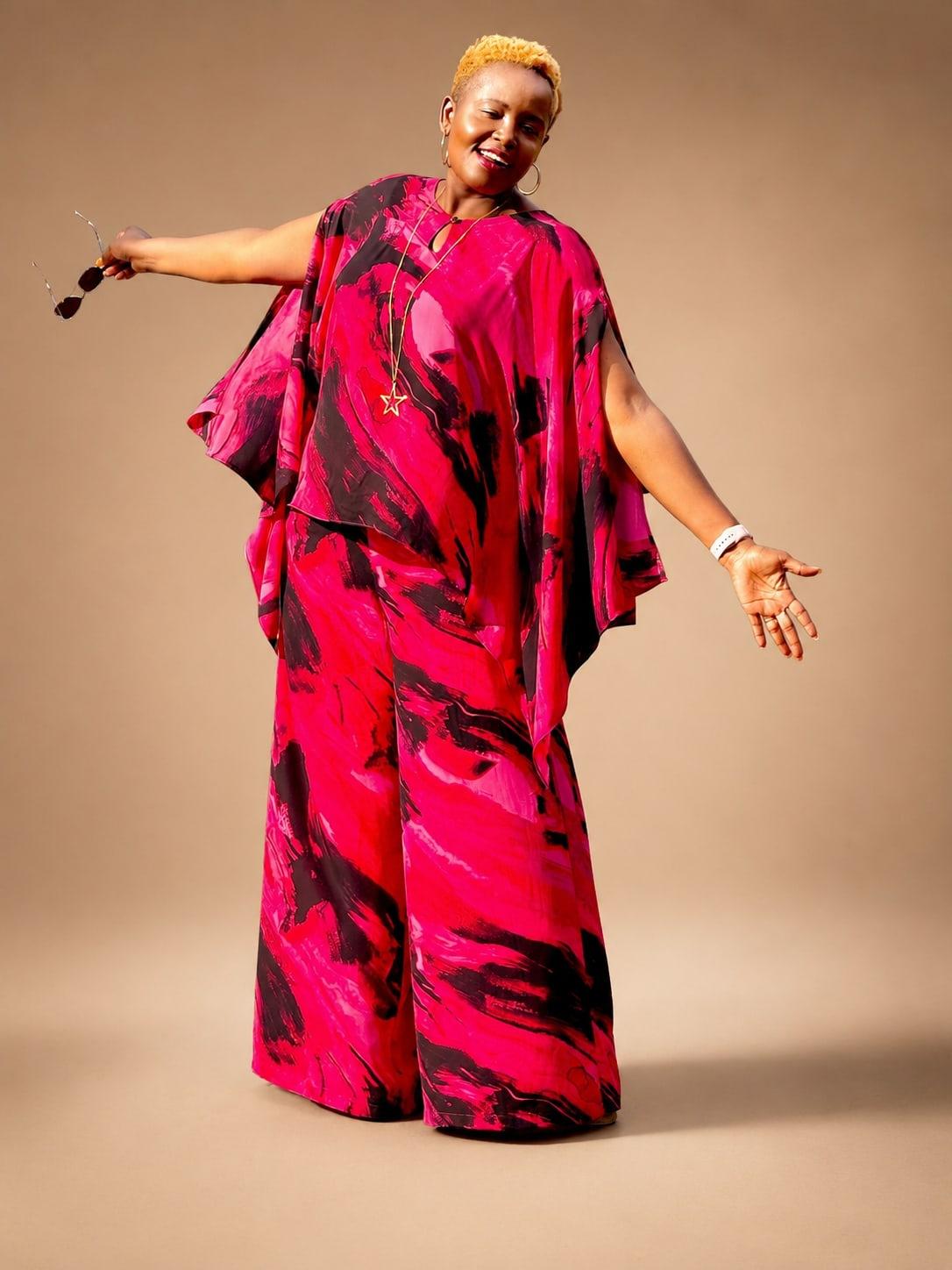 Cape-Style Chiffon Palazzo and Top Set